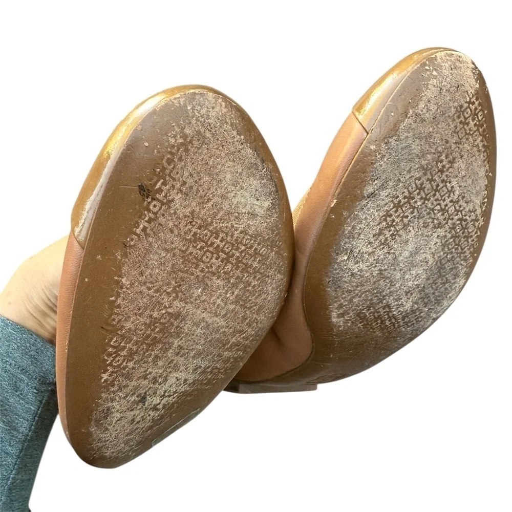 Tory Burch Jolie Cap-Toe brown Leather Ballet Flats shoes size 8.5